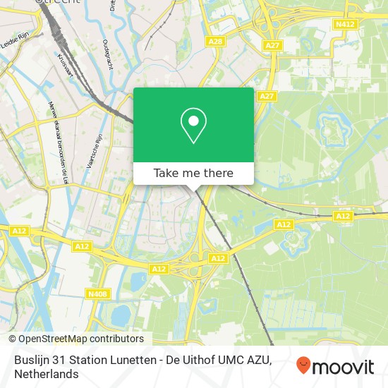 Buslijn 31 Station Lunetten - De Uithof UMC AZU Karte