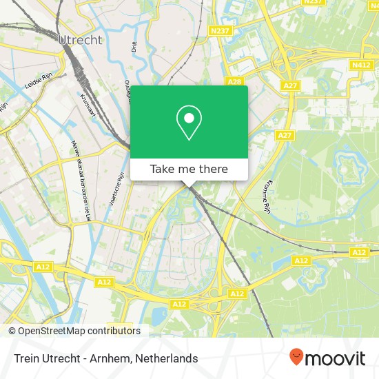Trein Utrecht - Arnhem map