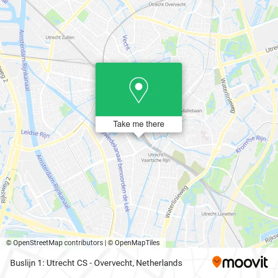 Buslijn 1: Utrecht CS - Overvecht map