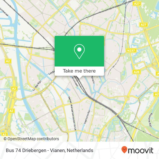 Bus 74 Driebergen - Vianen map