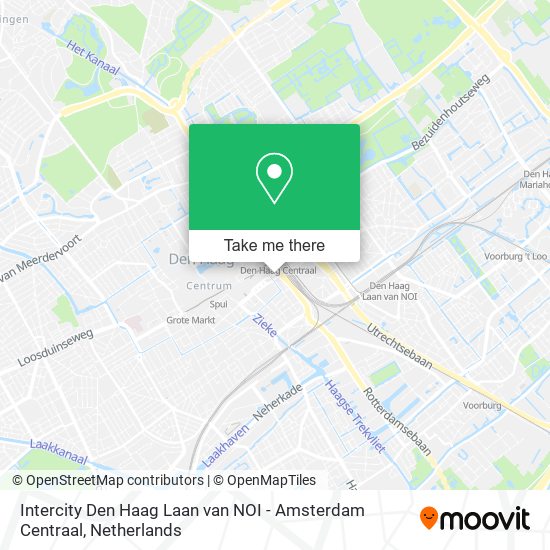 Intercity Den Haag Laan van NOI - Amsterdam Centraal map