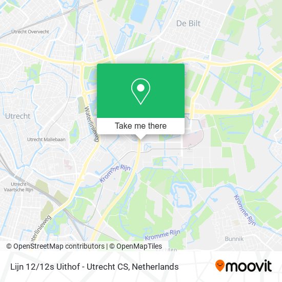 Lijn 12 / 12s Uithof - Utrecht CS map