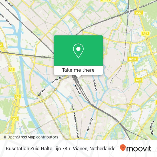 Busstation Zuid Halte Lijn 74 ri Vianen map