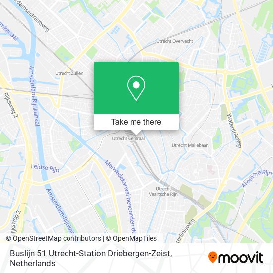 Buslijn 51 Utrecht-Station Driebergen-Zeist map
