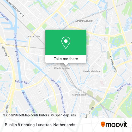 Buslijn 8 richting Lunetten map