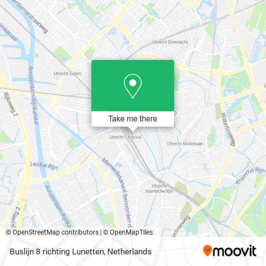 Buslijn 8 richting Lunetten map