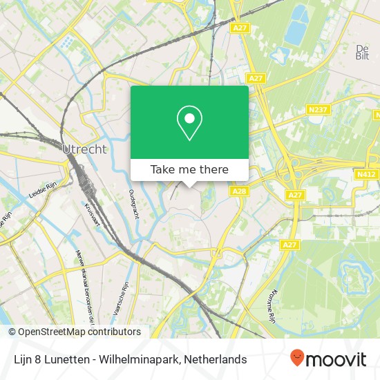 Lijn 8 Lunetten - Wilhelminapark map