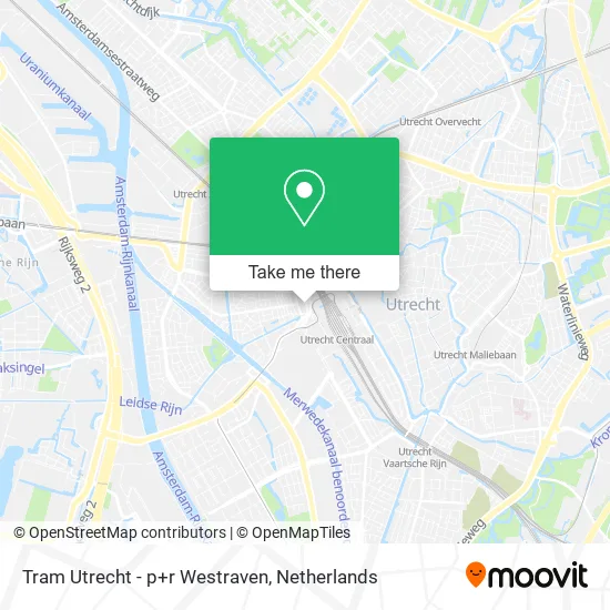 Tram Utrecht - p+r Westraven map