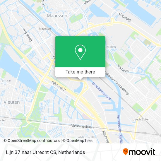 Lijn 37 naar Utrecht CS map
