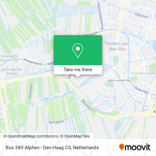 Bus 380 Alphen - Den Haag CS map