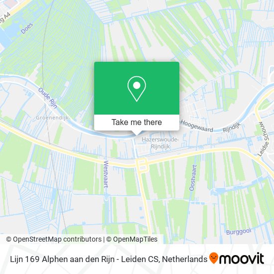 Lijn 169 Alphen aan den Rijn - Leiden CS map