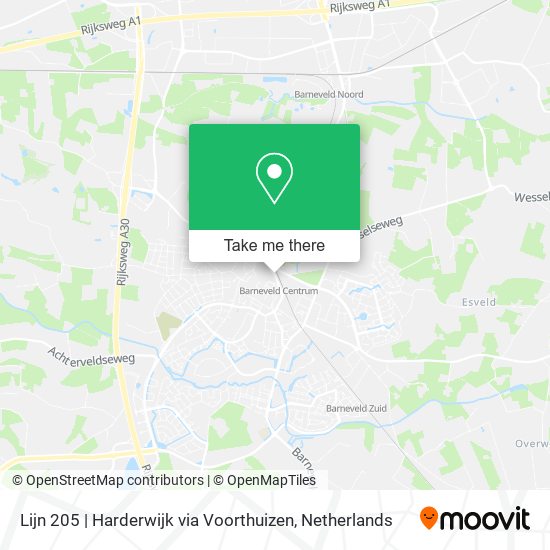 Lijn 205 | Harderwijk via Voorthuizen Karte