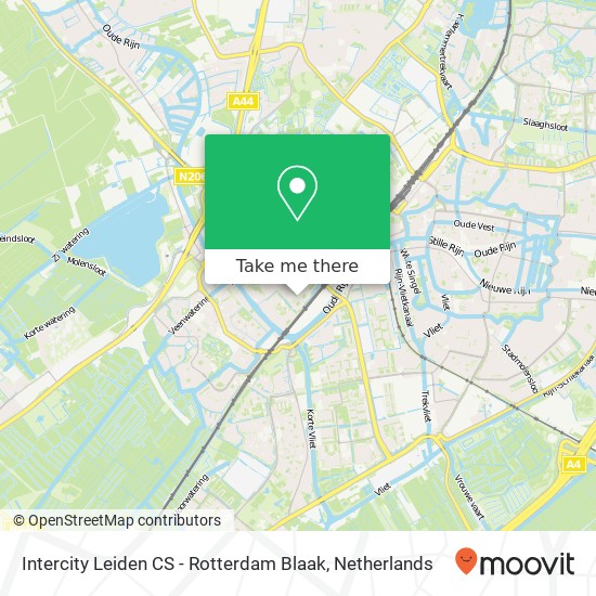 Intercity Leiden CS - Rotterdam Blaak map