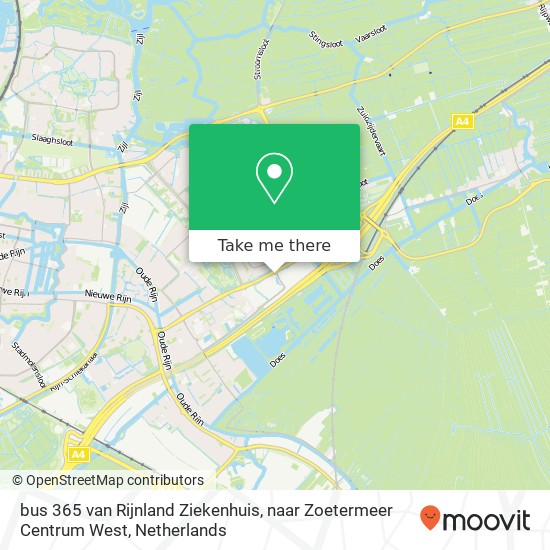 bus 365 van Rijnland Ziekenhuis, naar Zoetermeer Centrum West Karte