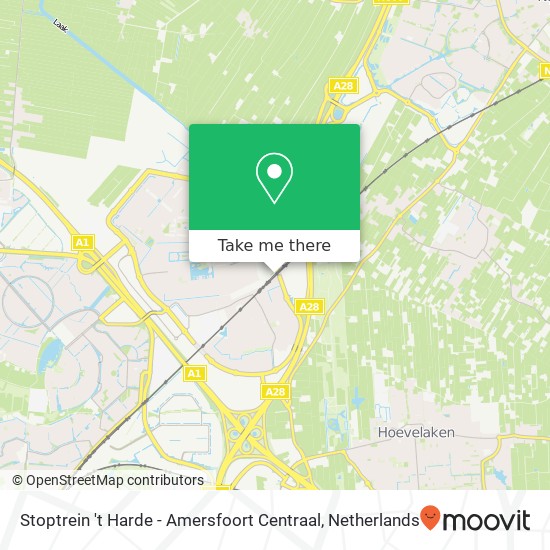 Stoptrein 't Harde - Amersfoort Centraal map