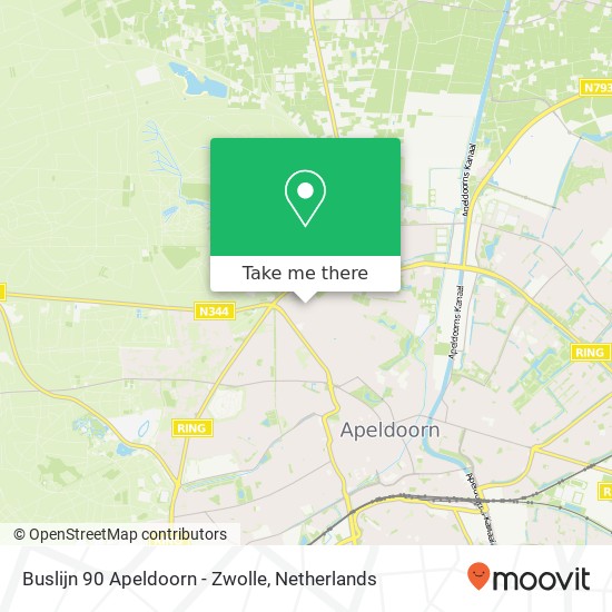 Buslijn 90 Apeldoorn - Zwolle map