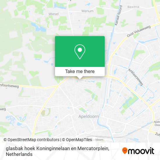 glasbak hoek Koninginnelaan en Mercatorplein map