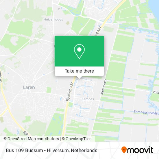 Bus 109 Bussum - Hilversum Karte