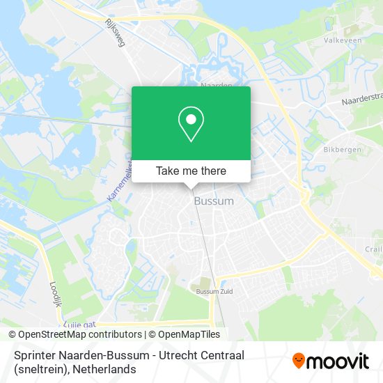 Sprinter Naarden-Bussum - Utrecht Centraal (sneltrein) map