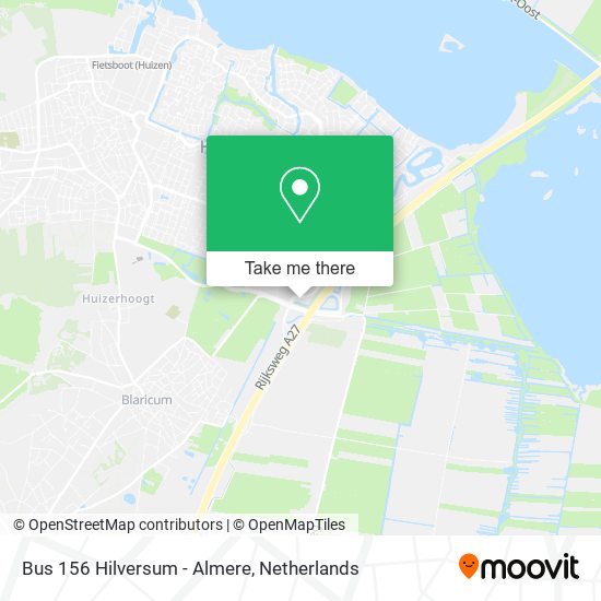 Bus 156 Hilversum - Almere map