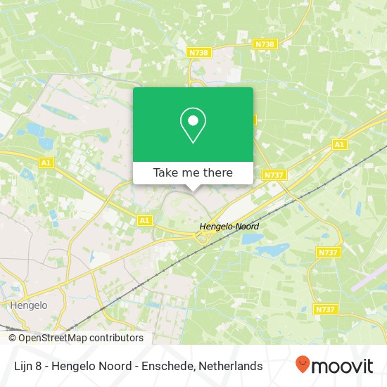 Lijn 8 - Hengelo Noord - Enschede Karte