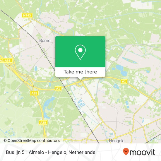 Buslijn 51 Almelo - Hengelo map