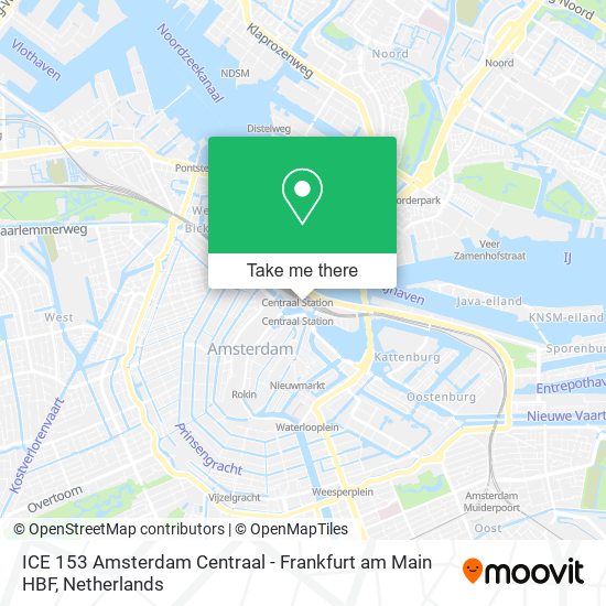 ICE 153 Amsterdam Centraal - Frankfurt am Main HBF Karte