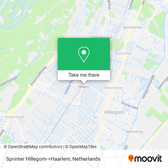 Sprinter Hillegom->Haarlem map