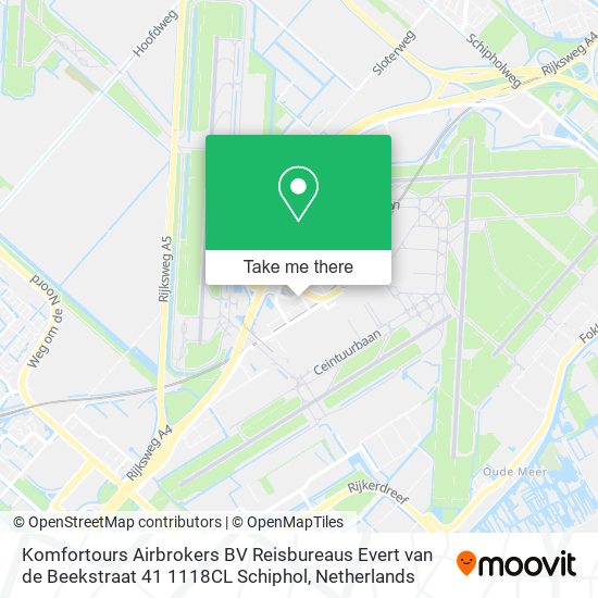 Komfortours Airbrokers BV Reisbureaus Evert van de Beekstraat 41 1118CL Schiphol Karte