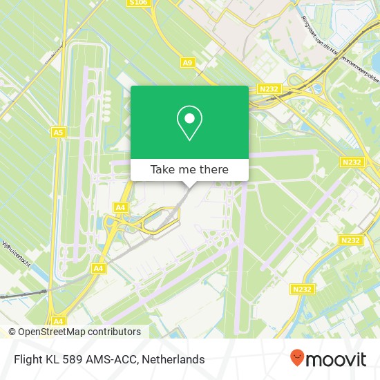 Flight KL 589 AMS-ACC map