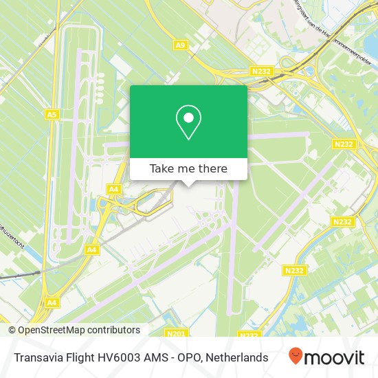 Transavia Flight HV6003 AMS - OPO map