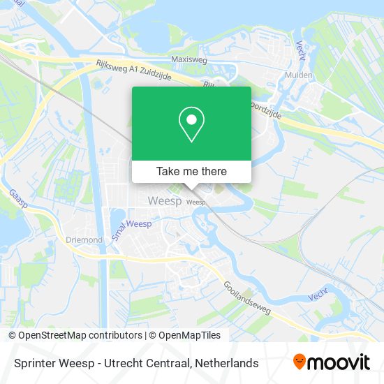 Sprinter Weesp - Utrecht Centraal map