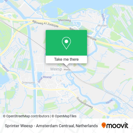 Sprinter Weesp - Amsterdam Centraal map