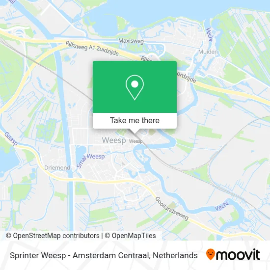 Sprinter Weesp - Amsterdam Centraal map