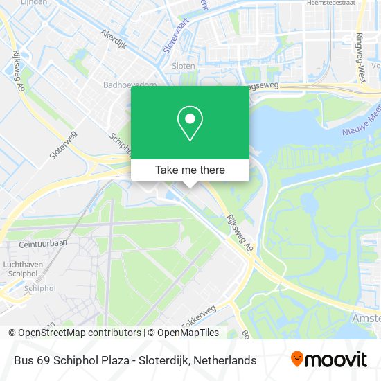 Bus 69 Schiphol Plaza - Sloterdijk map