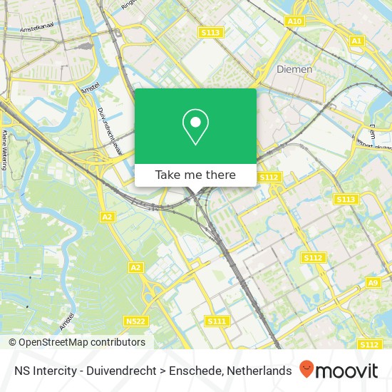 NS Intercity - Duivendrecht > Enschede map