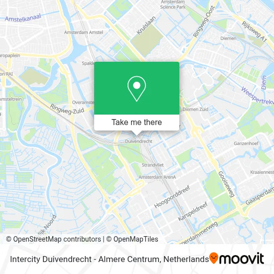 Intercity Duivendrecht - Almere Centrum map