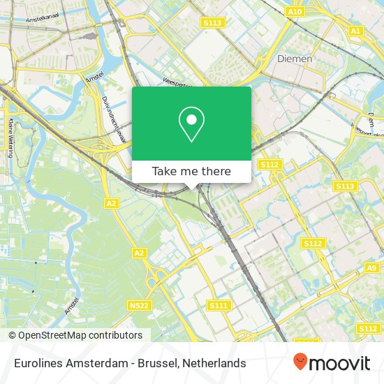 Eurolines Amsterdam - Brussel map