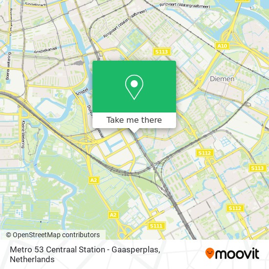 Metro 53 Centraal Station - Gaasperplas Karte