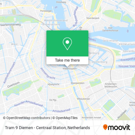 Tram 9 Diemen - Centraal Station map