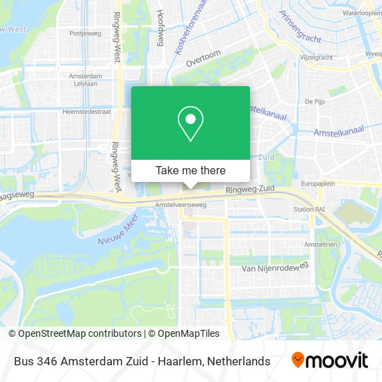 Bus 346 Amsterdam Zuid - Haarlem map