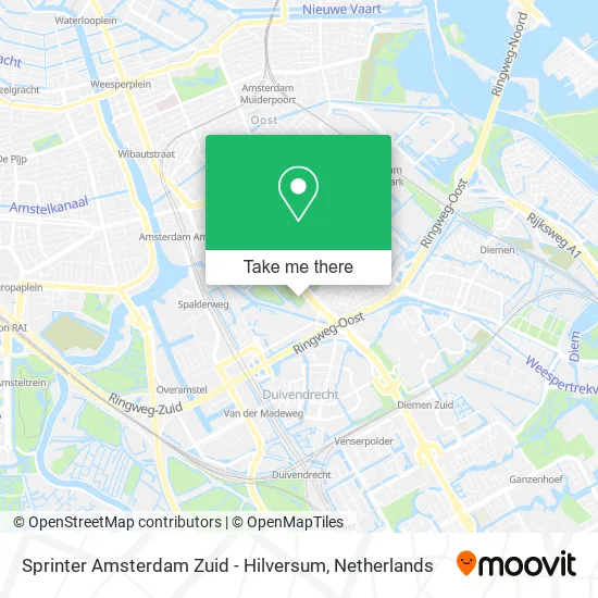 Sprinter Amsterdam Zuid - Hilversum map