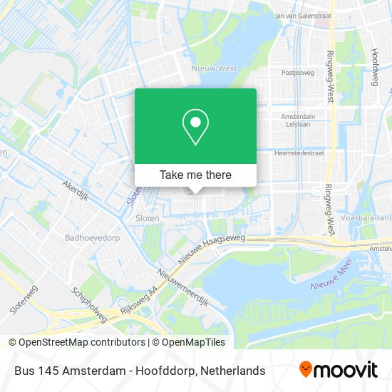 Bus 145 Amsterdam - Hoofddorp map