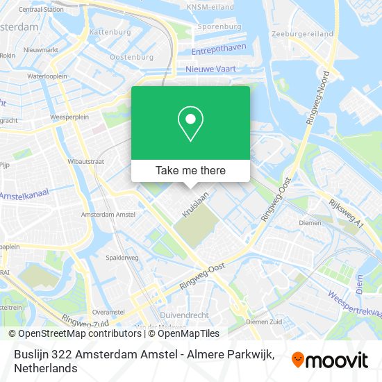 Buslijn 322 Amsterdam Amstel - Almere Parkwijk Karte