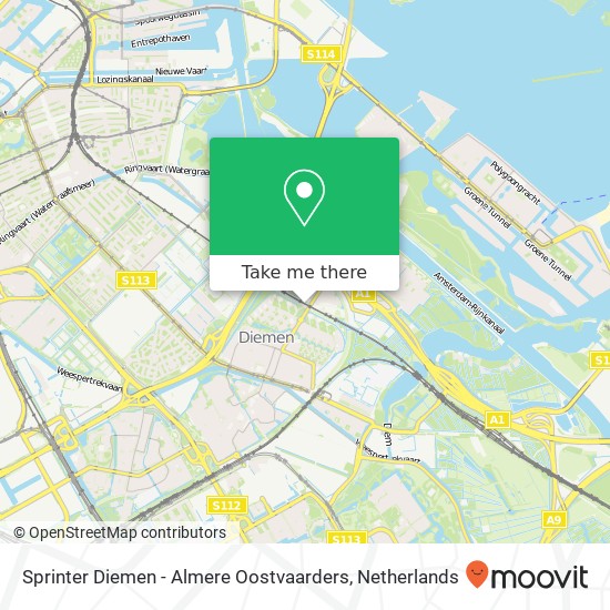 Sprinter Diemen - Almere Oostvaarders map