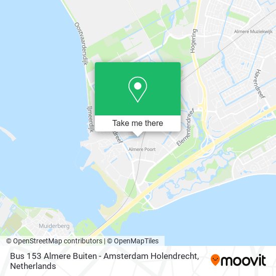 Bus 153 Almere Buiten - Amsterdam Holendrecht Karte