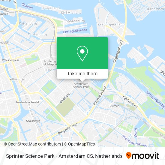 Sprinter Science Park - Amsterdam CS map