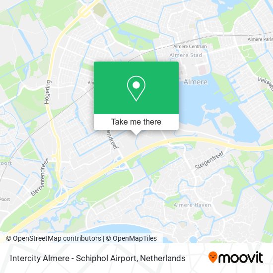 Intercity Almere - Schiphol Airport map