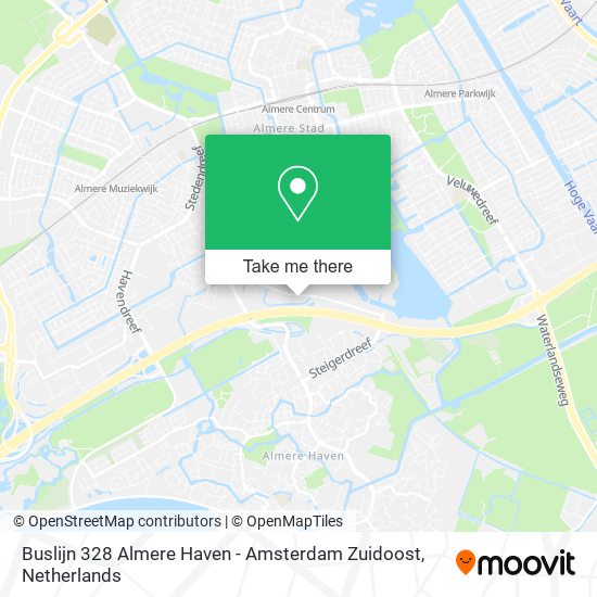 Buslijn 328 Almere Haven - Amsterdam Zuidoost map