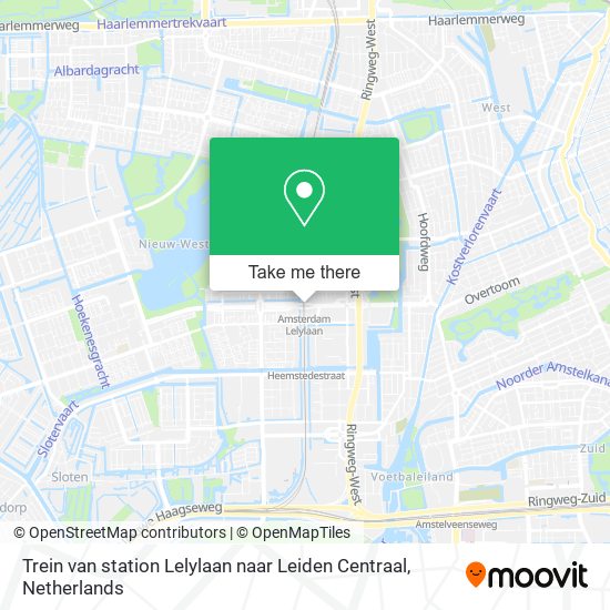 Trein van station Lelylaan naar Leiden Centraal map